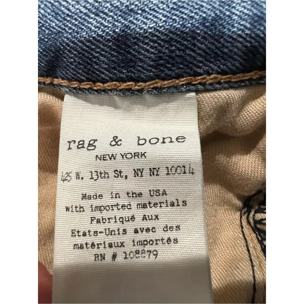 rag & bone Woodstock Distressed Rolled Hem Denim Shorts Made in USA Size 28